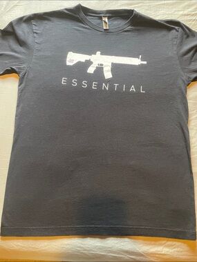 Next Level Apparel Black Tee with White Rifle Graphic